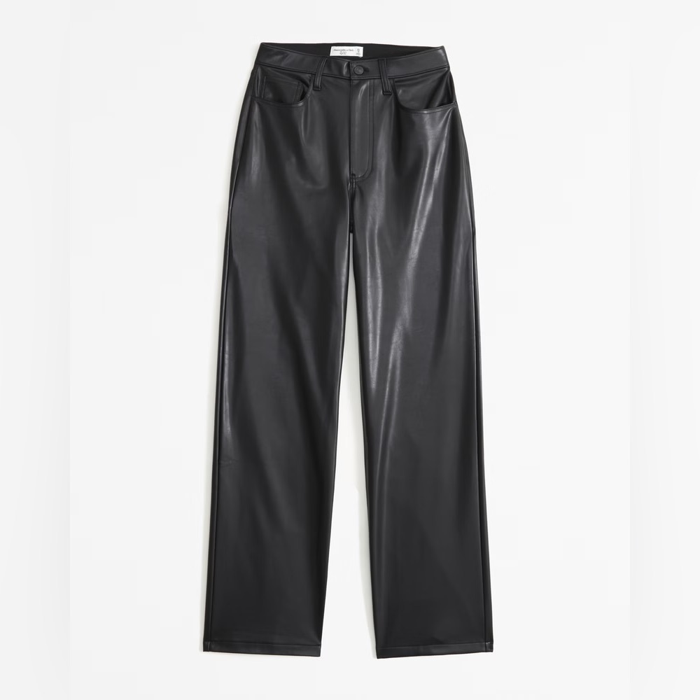 NWT Abercrombie Vegan Leather High Rise Loose Pant - Black - Size 28/6